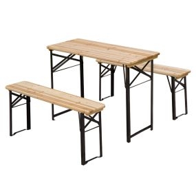 Conjunto de Mesa y Bancos Set de Muebles Plegables para Picnic Mesa Cervecera Amplia de 120x50x76cm
