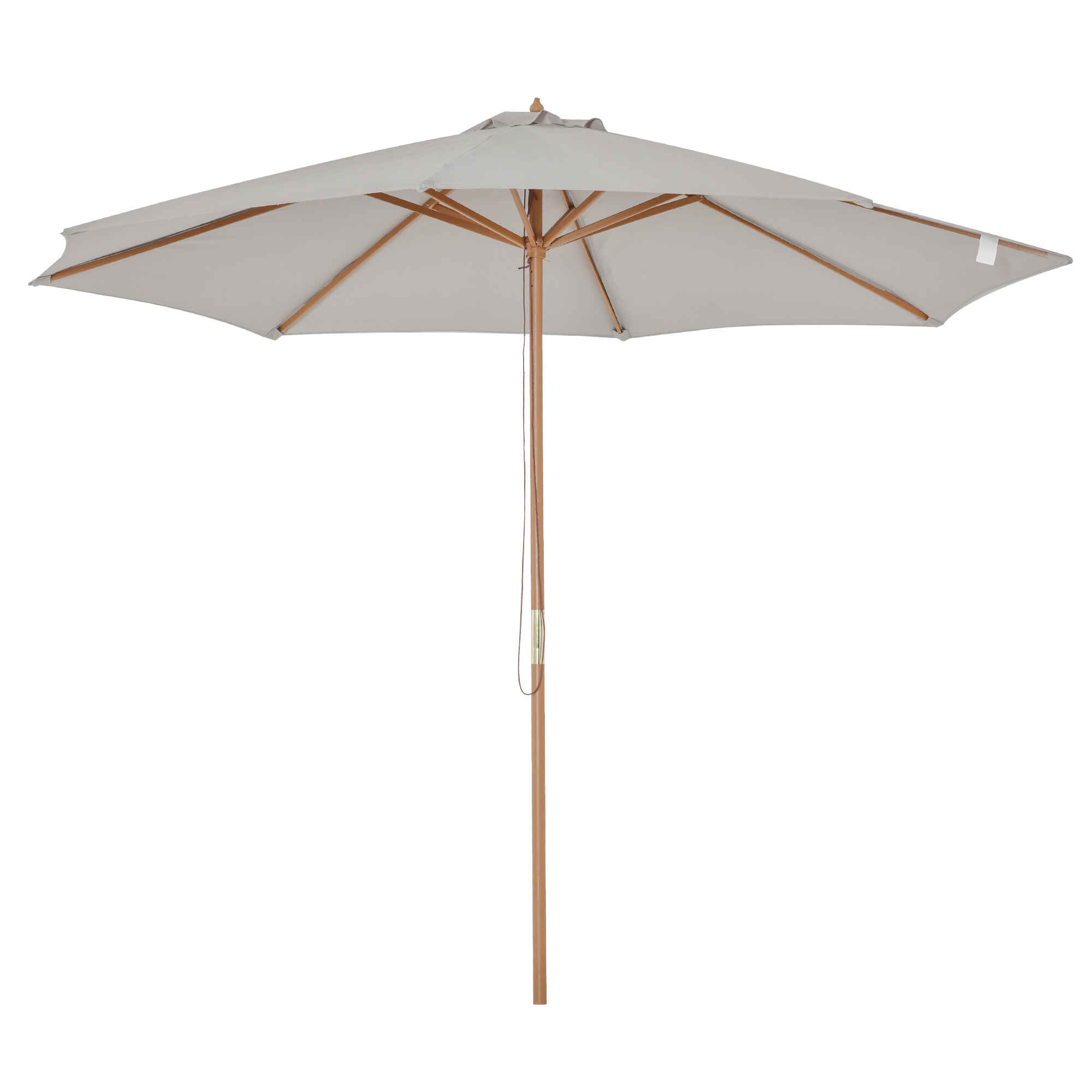 Sombrilla Terraza Exterior Ø300 cm Sombrilla de Jardín con Sistema de Polea Techo Ventilado y Poste Desmontable de Madera Parasol para Patio Terraza Gris