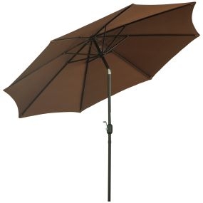 Sombrilla de Jardín Ø295x250 cm con Manivela Parasol Exterior con Mecanismo de Inclinación y Poste Desmontable de Metal para Terraza Piscina Patio Café