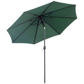 Sombrilla de Jardín Ø295x250 cm con Manivela Parasol Exterior con Mecanismo de Inclinación y Poste Desmontable de Metal para Terraza Piscina Patio Verde