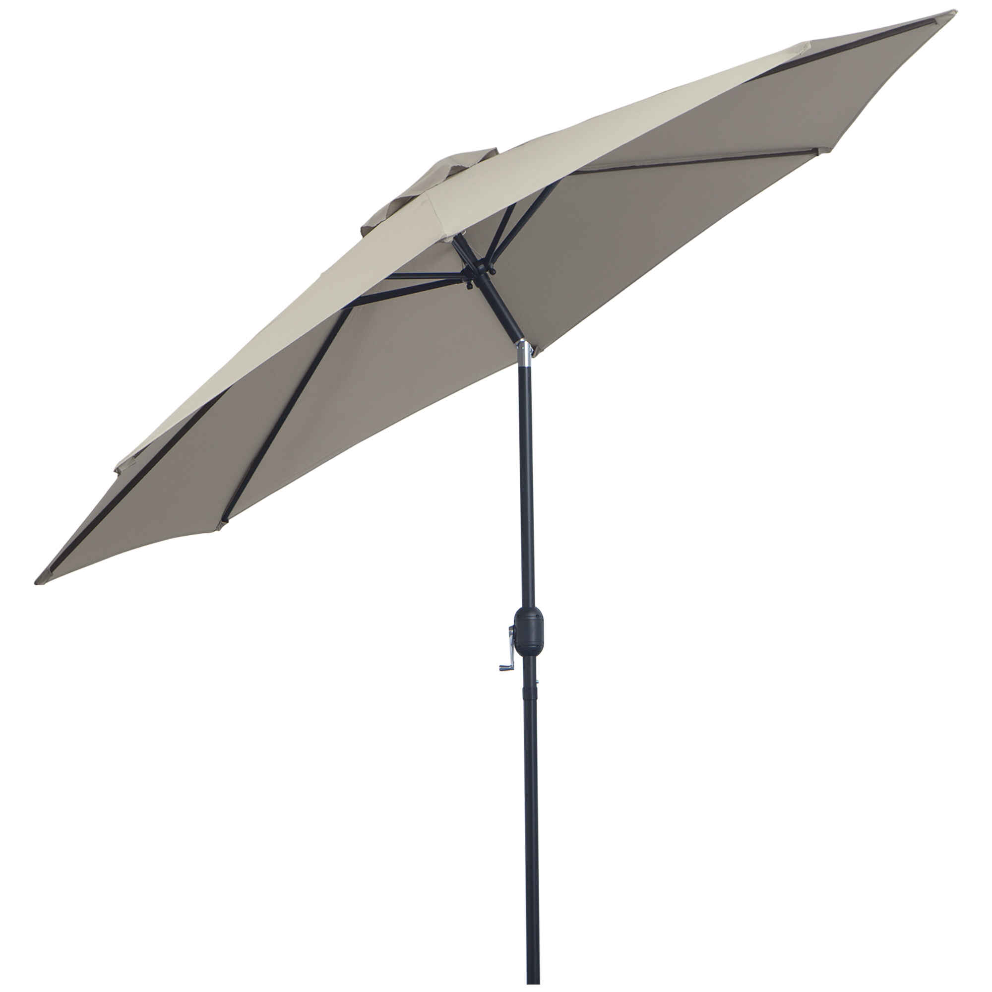 Sombrilla de Jardín Ø295x250 cm con Manivela Parasol Exterior con Mecanismo de Inclinación y Poste Desmontable de Metal para Terraza Piscina Patio Gris Claro