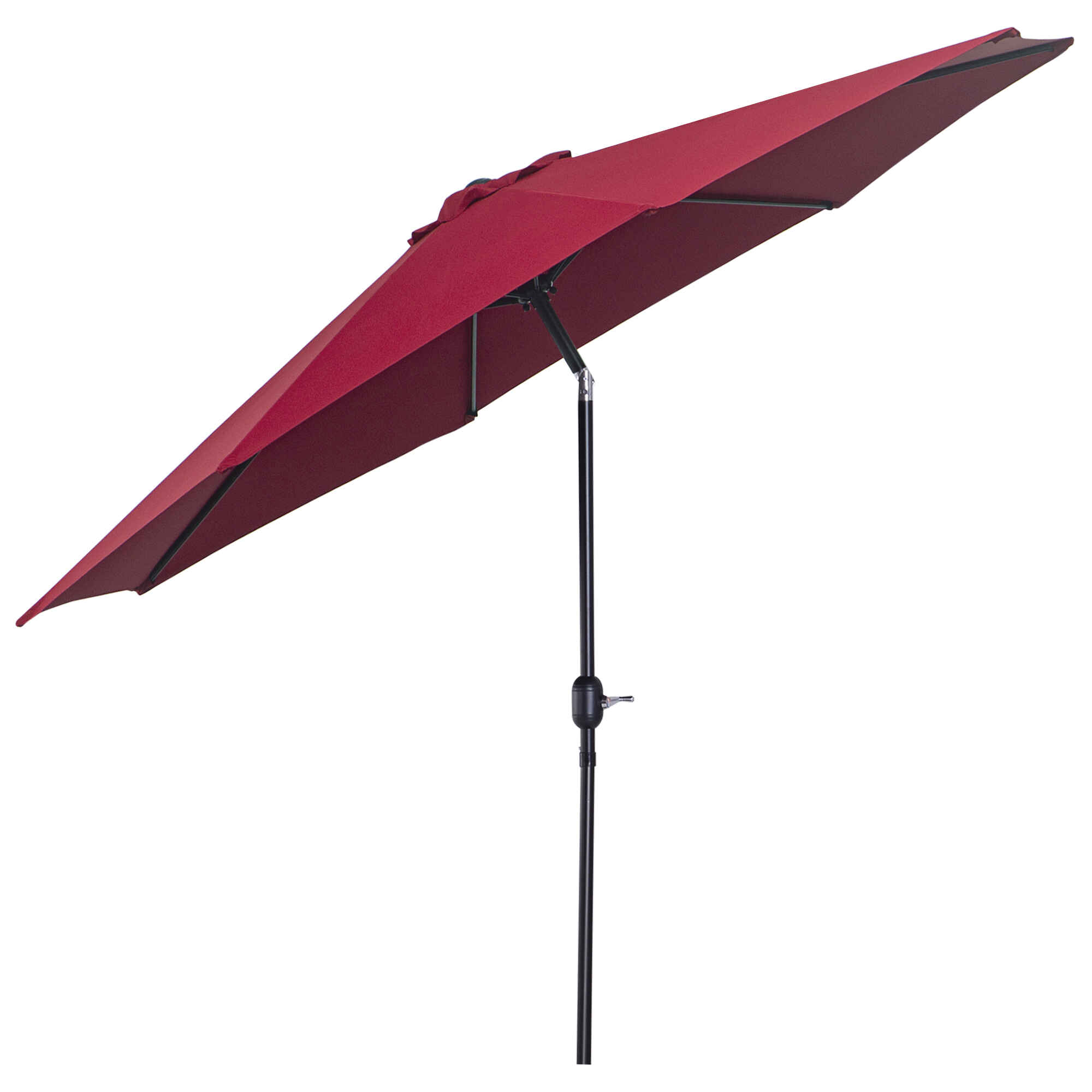 Sombrilla de Jardín Ø295x250 cm con Manivela Parasol Exterior con Mecanismo de Inclinación y Poste Desmontable de Metal para Terraza Piscina Patio Vino Tinto