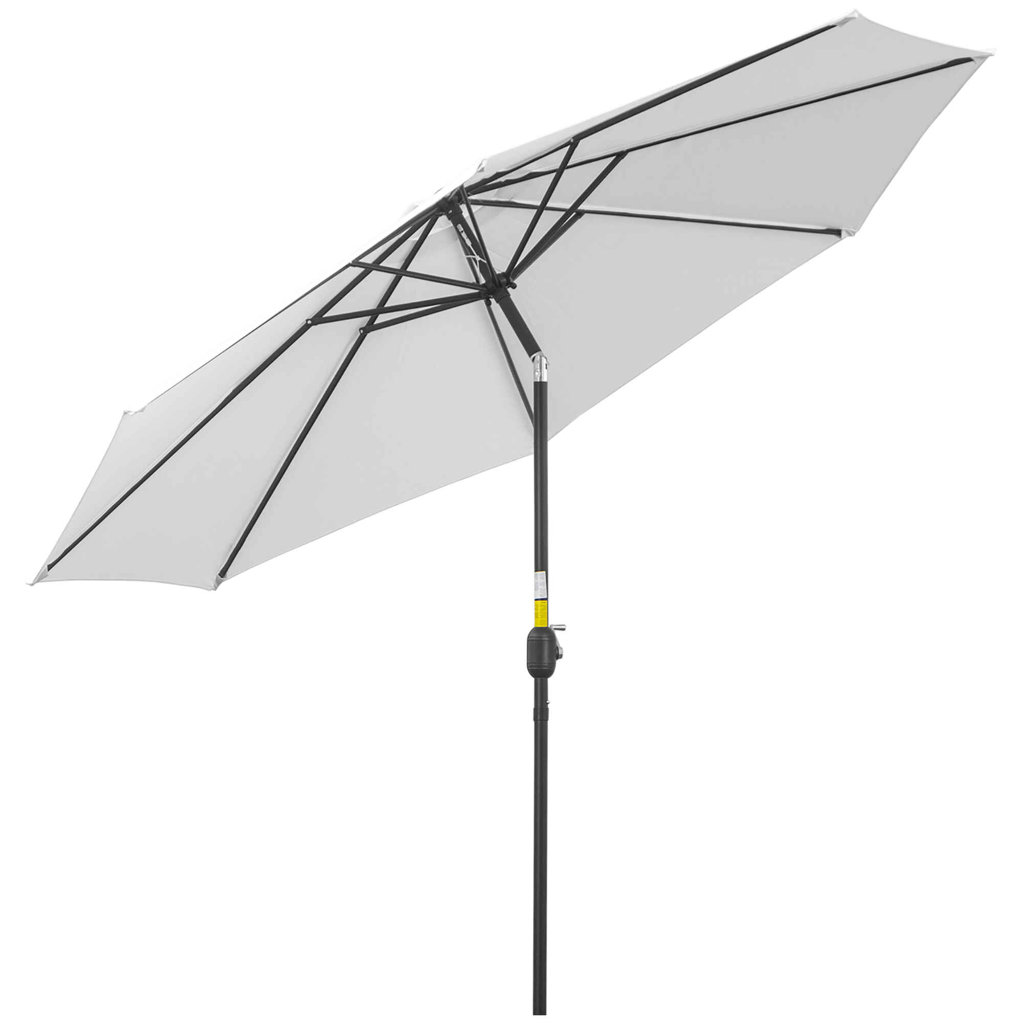 Sombrilla de Jardín Ø295x250 cm con Manivela Parasol Exterior con Mecanismo de Inclinación y Poste Desmontable de Metal para Terraza Piscina Patio Blanco
