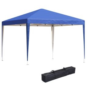 Carpa Plegable Gazebo 3x3 m Cenador Plegable con Altura Ajustable en 3 Niveles Toldo Anti-UV y Bolsa de Transporte para Camping Fiestas Azul