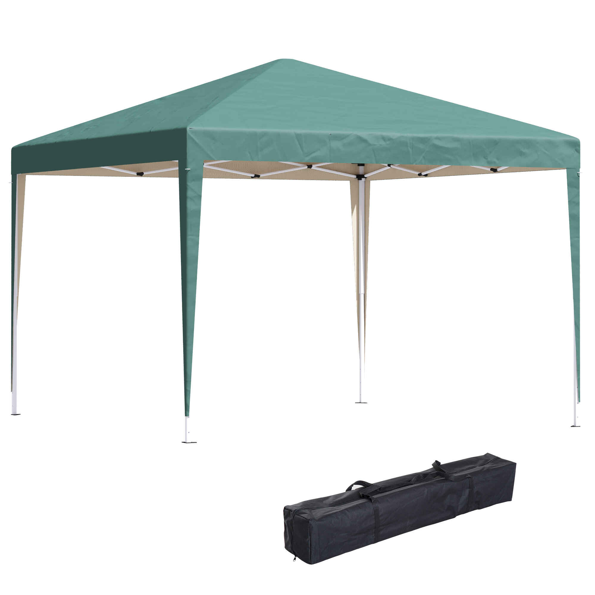 Carpa Plegable Gazebo 3x3 m Cenador Plegable con Altura Ajustable en 3 Niveles Toldo Anti-UV y Bolsa de Transporte para Camping Fiestas Verde