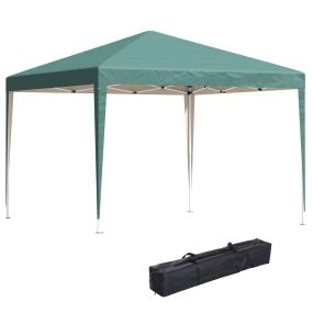 Carpa Plegable Gazebo 3x3 m Cenador Plegable con Altura Ajustable en 3 Niveles Toldo Anti-UV y Bolsa de Transporte para Camping Fiestas Verde
