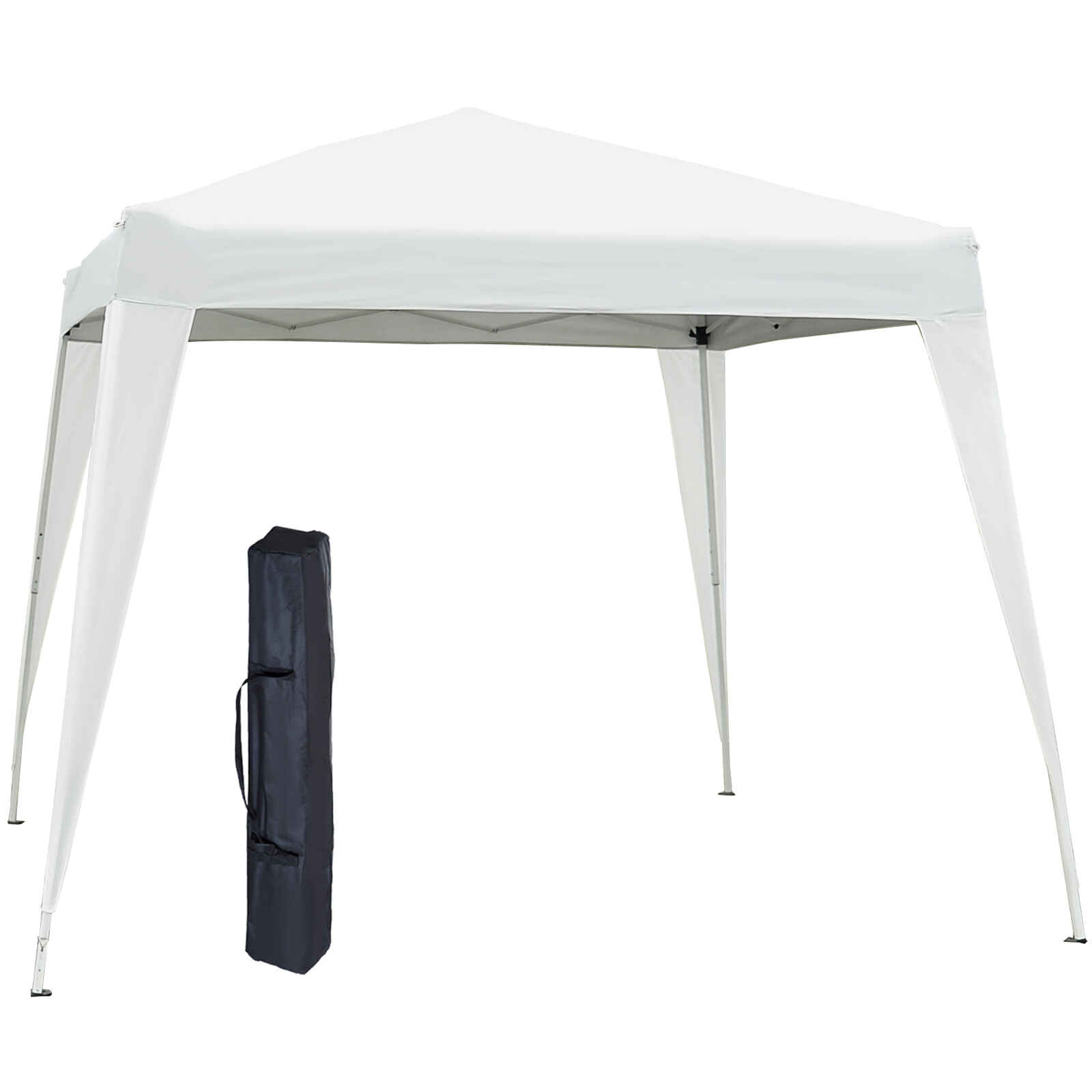Carpa Plegable 2,4x2,4m Cenador de Jardín Impermeable Diseño Pop Up de Acero y Cubierta de Tela Gazebo para Exterior Blanco