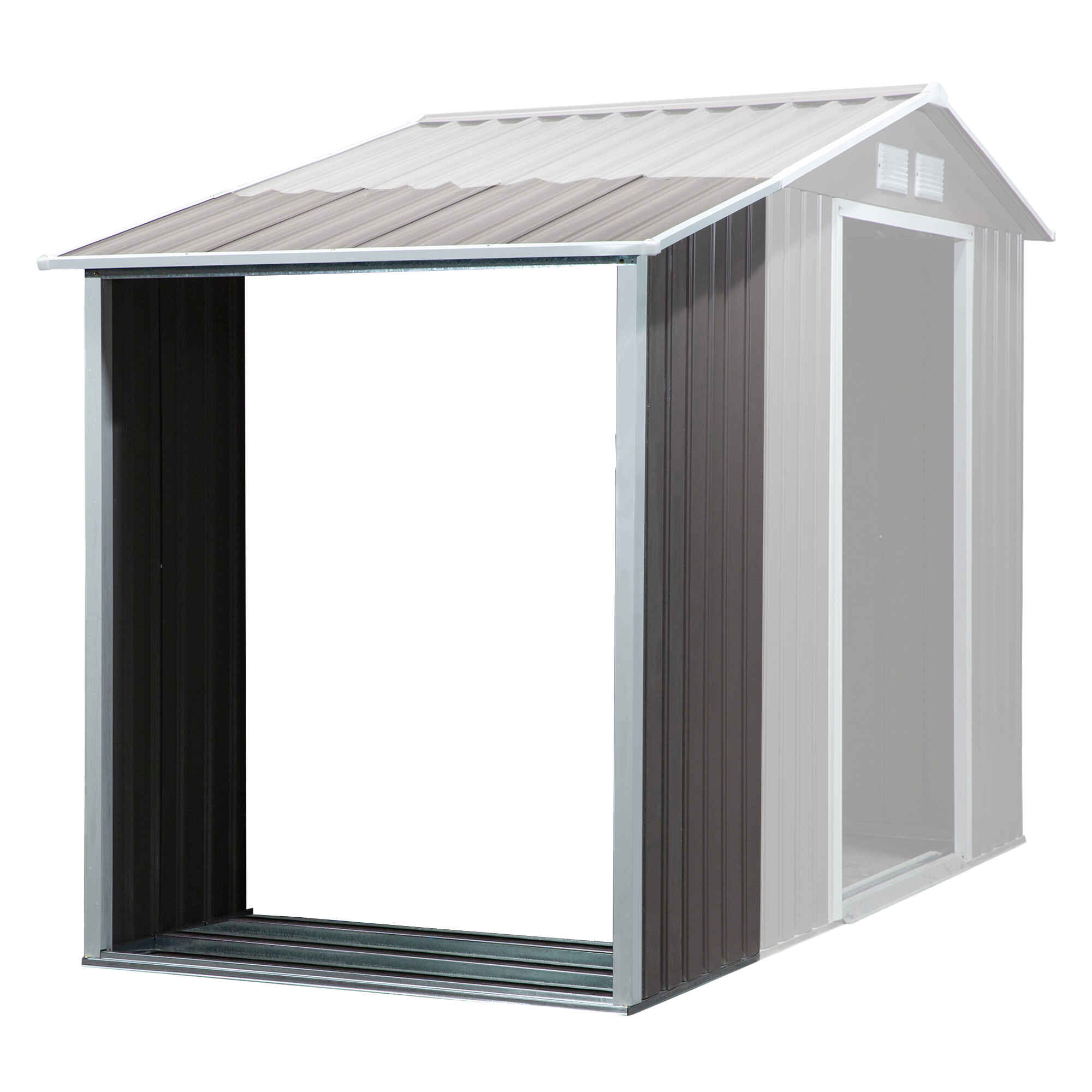 Casetilla para Leña Acero Galvanizado para Jardín Exterior Almacenaje de Herramientas con Techo Inclinado 127x71x143/159 cm Gris