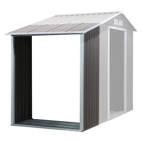 Casetilla para Leña Acero Galvanizado para Jardín Exterior Almacenaje de Herramientas con Techo Inclinado 127x71x143/159 cm Gris