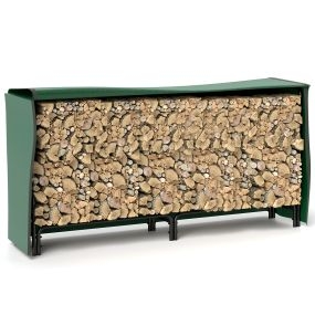 Soporte para Leña con Cubierta Estante de Leña Leñero de Metal Ajustable con Estante para Interior y Exterior Carga 200kg 200x36x99 cm Verde Oscuro y Negro