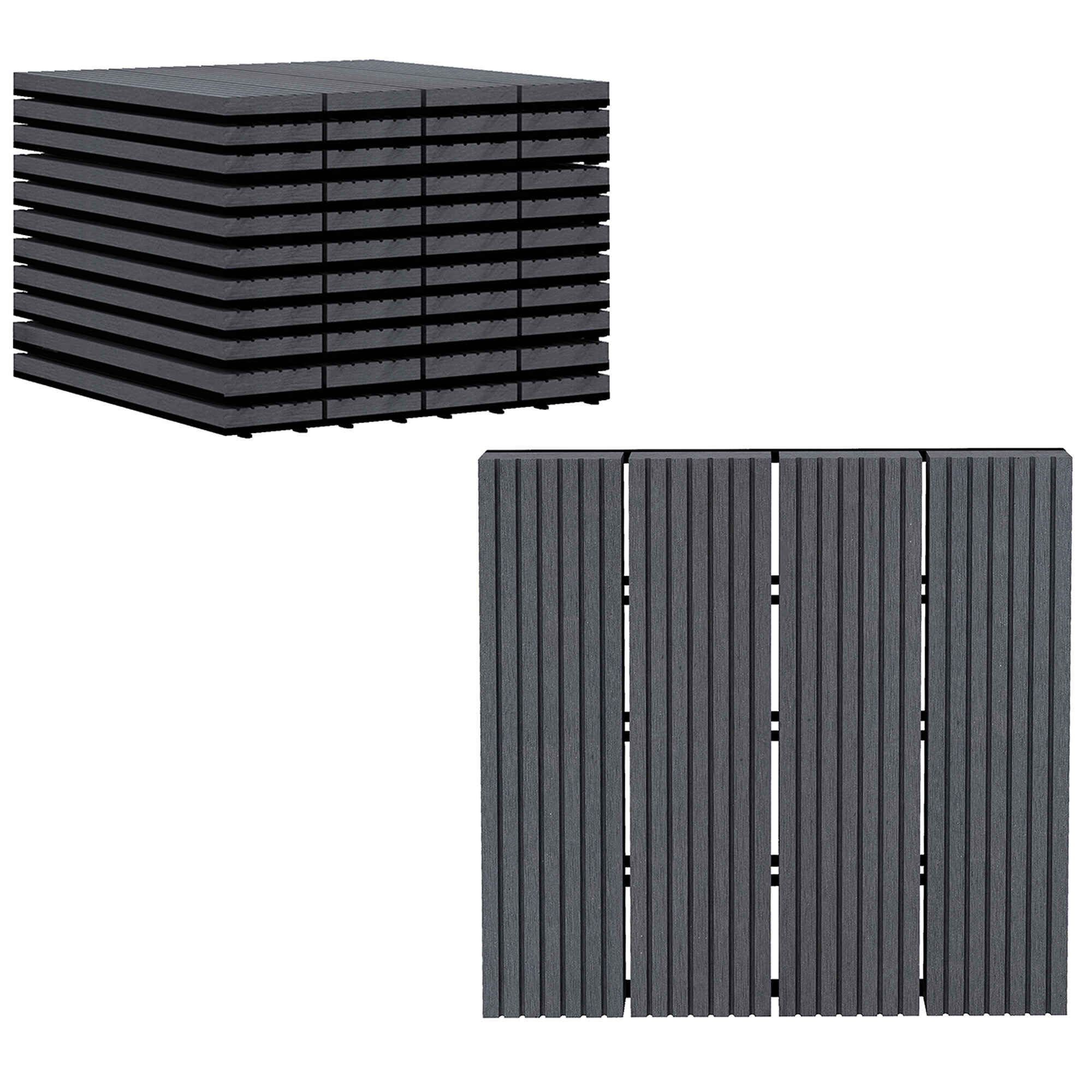 Set de 11 Piezas Baldosas de Exterior 30x30 cm 1 m² Suelo de Jardín Exterior Antideslizantes y Resistentes al Clima de Fácil Instalación para Jardín Terraza Balcón Gris