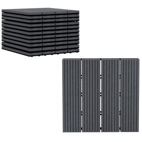 Set de 11 Piezas Baldosas de Exterior 30x30 cm 1 m² Suelo de Jardín Exterior Antideslizantes y Resistentes al Clima de Fácil Instalación para Jardín Terraza Balcón Gris