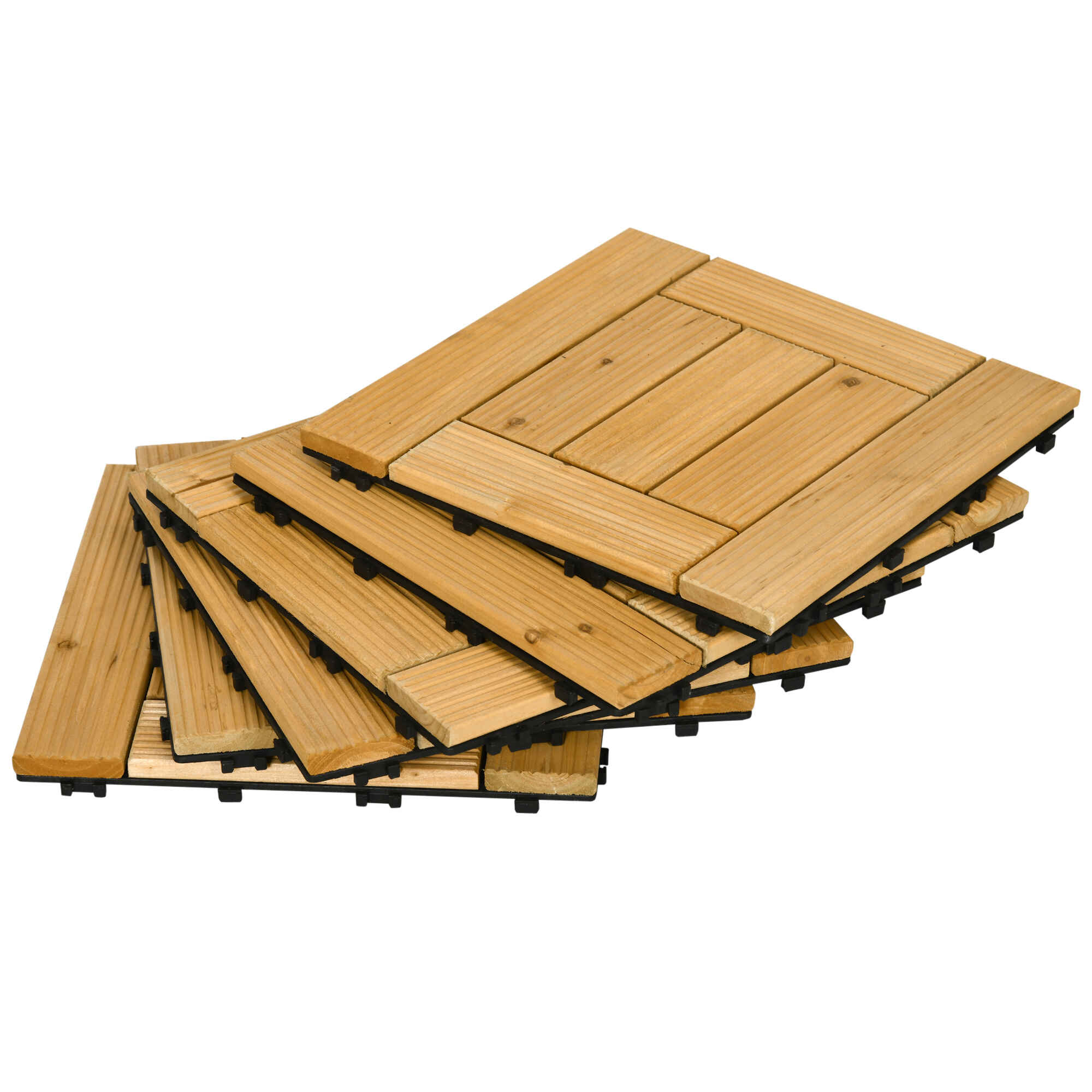 Set de 27 Piezas Baldosas de Madera Baldosas para Exteriores 30x30 cm Área de 2,43 m² Losetas para Suelo con Sistema de Clic para Balcón Terraza Jardín Natural