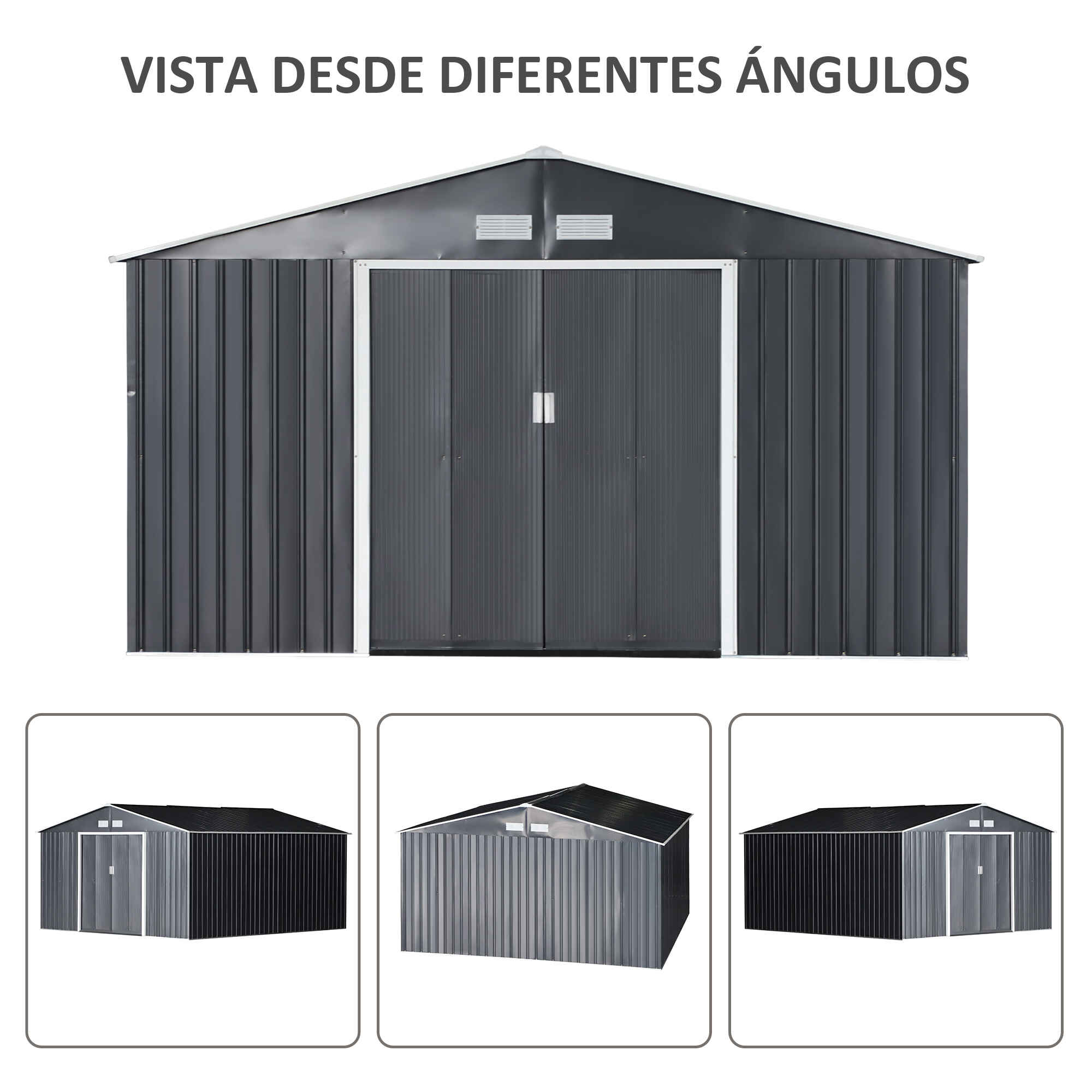 VXL Cobertizo Jardín De Leña Acero Galvanizado Verde 245X98X159 Cm —  Bañoidea