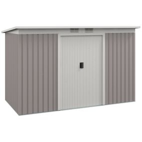 Caseta de Jardín Exterior 3,2 m² 280x130x172 cm Cobertizo de Jardín Exterior con Puerta Corredera Techo Inclinado Base y 2 Ventanas para Terraza Patio Gris Claro
