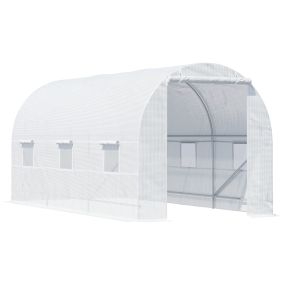 Invernadero de Exterior 4,5x2x2 m Invernadero de Túnel con 6 Ventanas de Malla y Puerta Enrollable con Cremallera Invernadero de Huerto Anti-UV para Patio Jardín Blanco