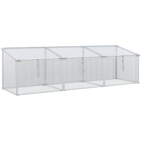 Invernadero de Jardín de Policarbonato y Aluminio 180x51x51 cm Vivero Casero con 3 Techos Ajustables Protección UV30+ para Huerto Terraza Patio Transparente
