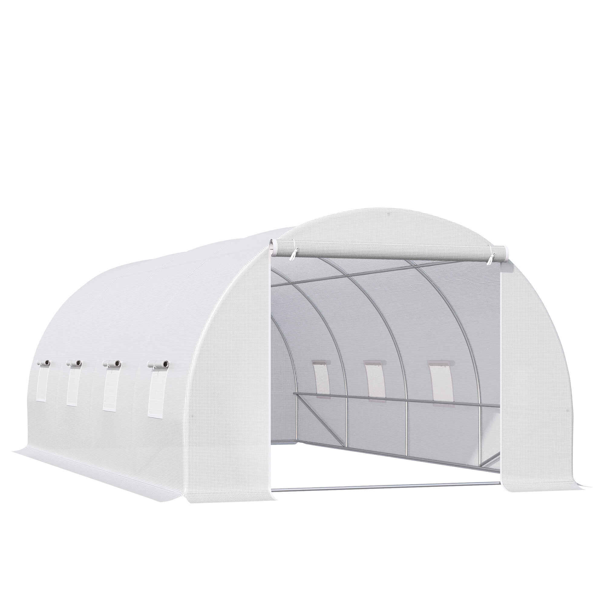 Invernadero de Túnel 6x3x2 m Invernadero de Terraza con 8 Ventanas Cubierta de Polietileno 140 g/m² y Estructura de Acero para Cultivo Plantas Verduras en Jardín Blanco