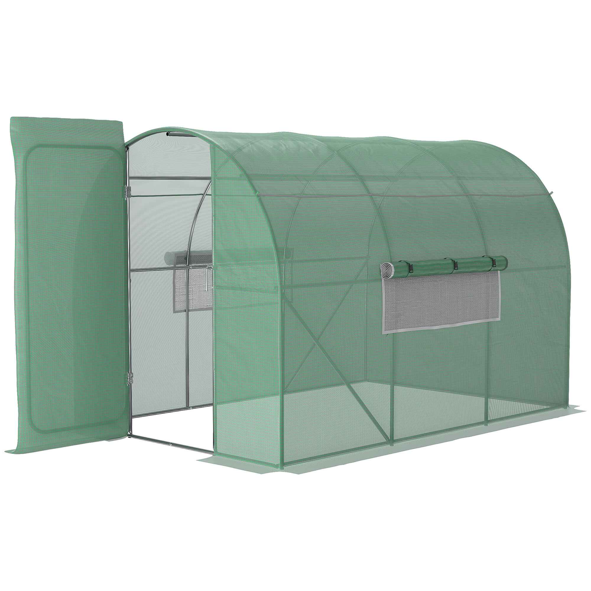 Invernadero de Túnel 3x2x2 m con Puerta y Ventanas Función de Drenaje Invernadero de Jardín Grande con Cubierta de PE 140 g/㎡ y Metal Galvanizado para Cultivos Plantas Verduras Verde