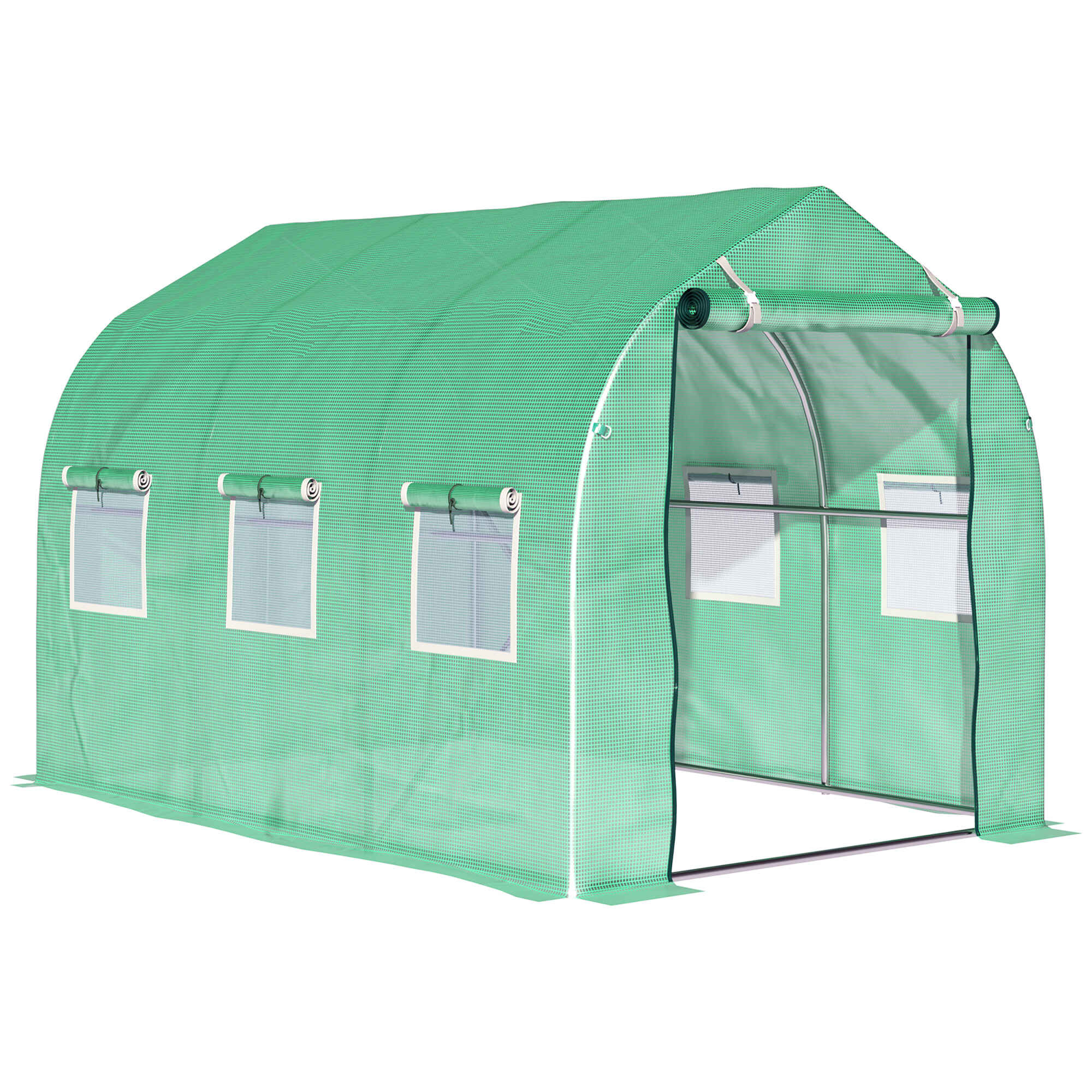 Invernadero de Exterior 3x2x2 m Invernadero de Túnel con 6 Ventanas de Malla y Puerta Invernadero de Huerto para Patio Jardín Verde