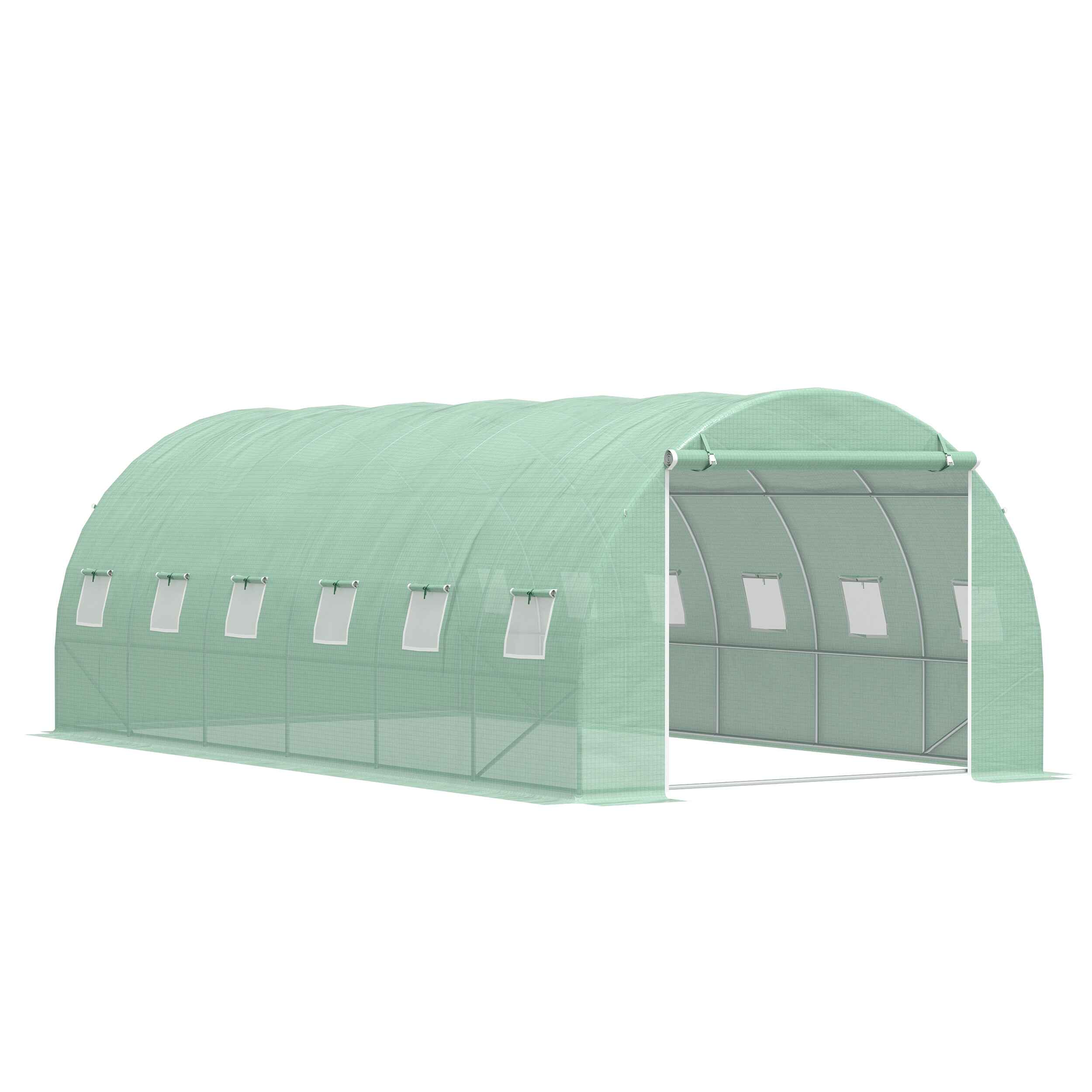 Invernadero de Túnel 6x3x2 m Invernadero de Jardín con 12 Ventanas Puerta Invernadero de Huerto para Cultivos Plantas Verduras Flores Verde