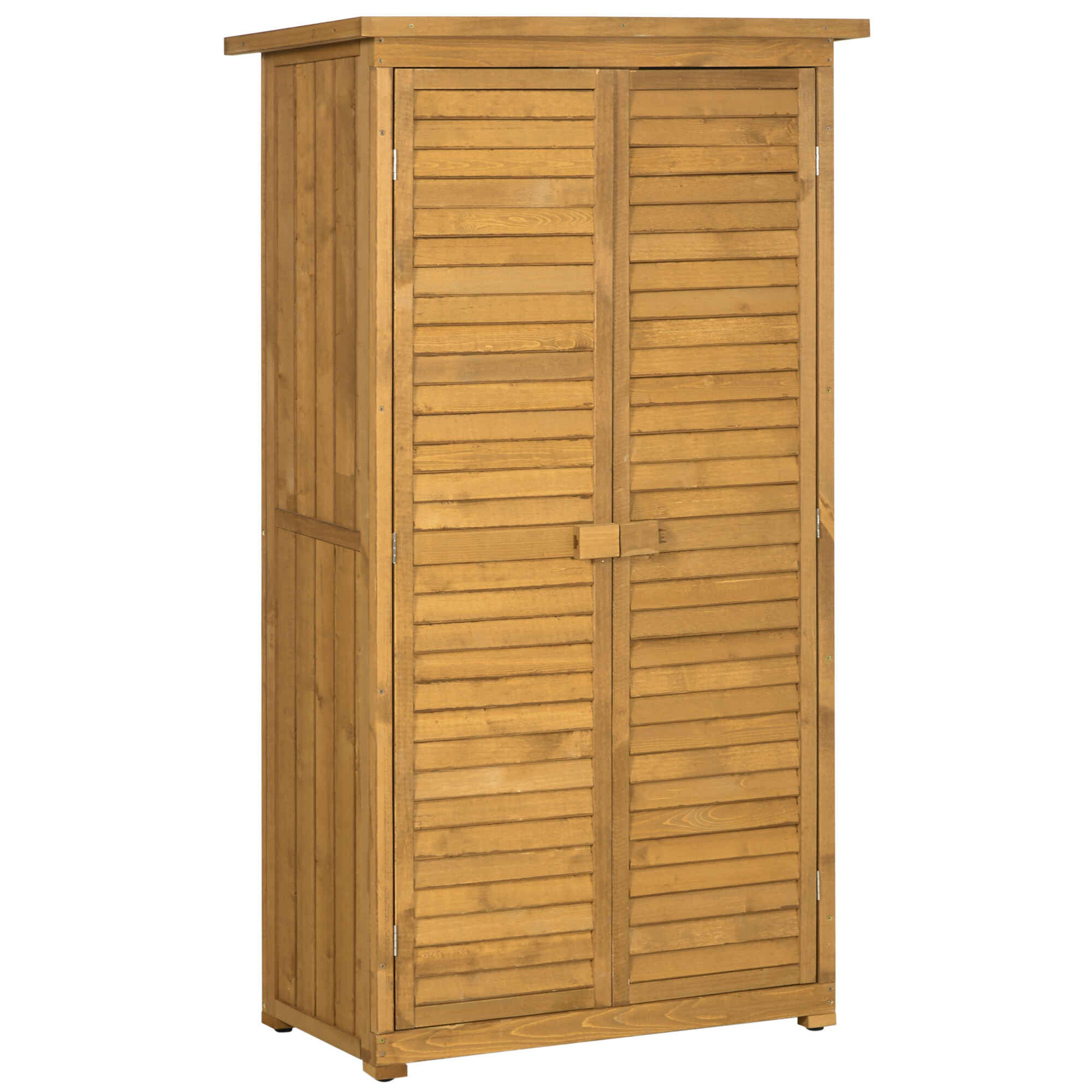 Cobertizo de Madera Caseta de Madera 0,31 m² 87x46,5x160 cm Armario Exterior de Madera con 2 Puertas y 2 Estantes Interior para Patio Terraza Natural