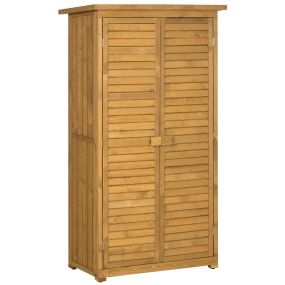 Cobertizo de Madera Caseta de Madera 0,31 m² 87x46,5x160 cm Armario Exterior de Madera con 2 Puertas y 2 Estantes Interior para Patio Terraza Natural