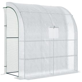 Invernadero Pequeño Invernadero de Exterior con Ventanas Estantes de 3 Niveles y Marco de Acero Invernadero para Cultivar Plantas Flores 200x100x215 cm Blanco