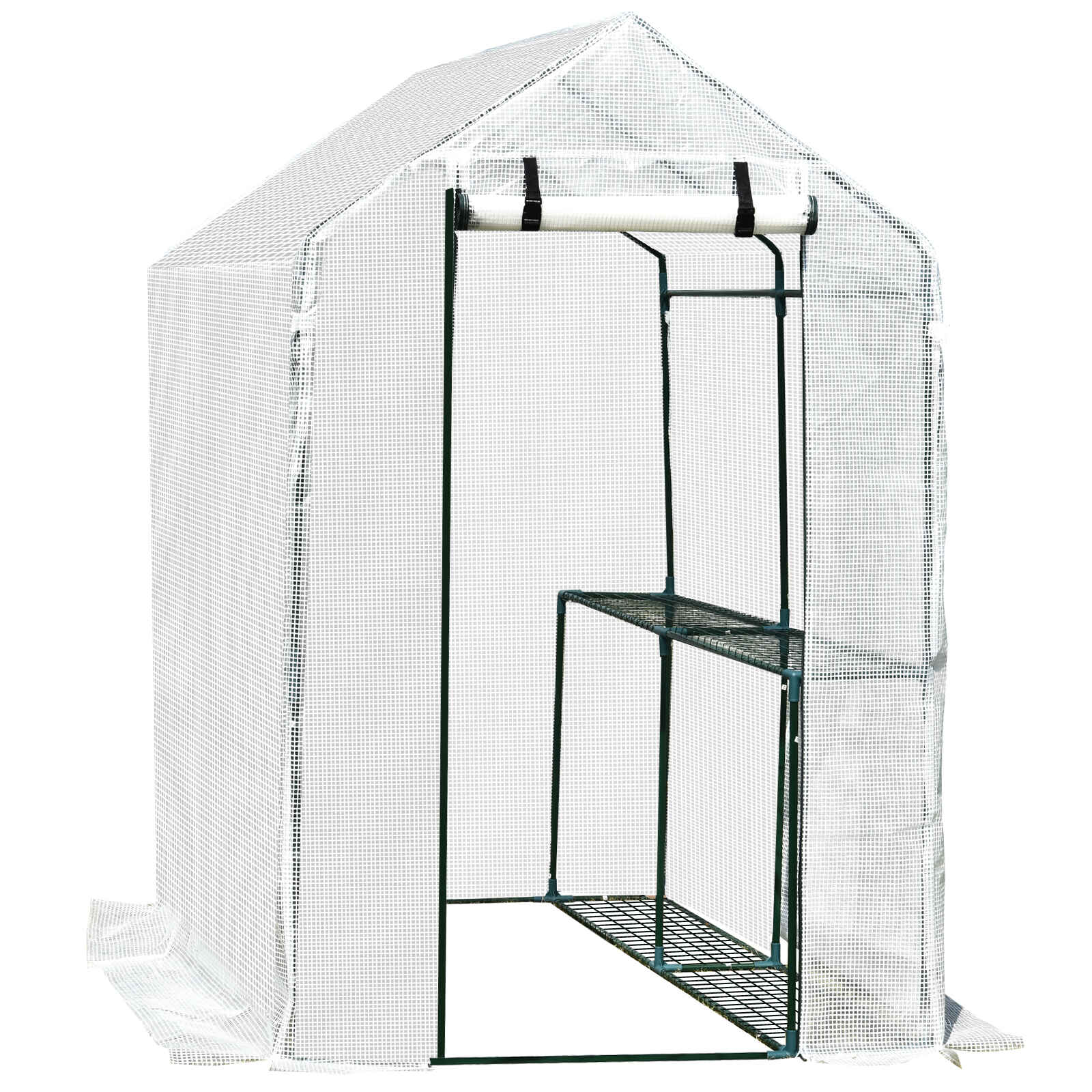 Invernadero con Estantes para Flores Vivero Casero para Cultivo de Plantas con Puerta de Cremallera Malla de PE 186x120x190cm