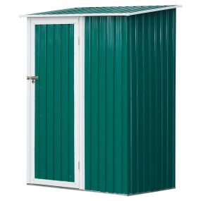 Cobertizo de Acero 1,27㎡ 143x89x186 cm Tipo Caseta de Jardín Galvanizado Almacén para Herramientas con Techo Inclinado y Una Puerta para Terraza Exterior Verde