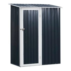Caseta de Jardín 1,27 m² 143x89x186 cm Cobertizo Exterior Metálico con Puerta Cerradura y Orificios de Drenaje para Almacenamiento de Herramientas Gris