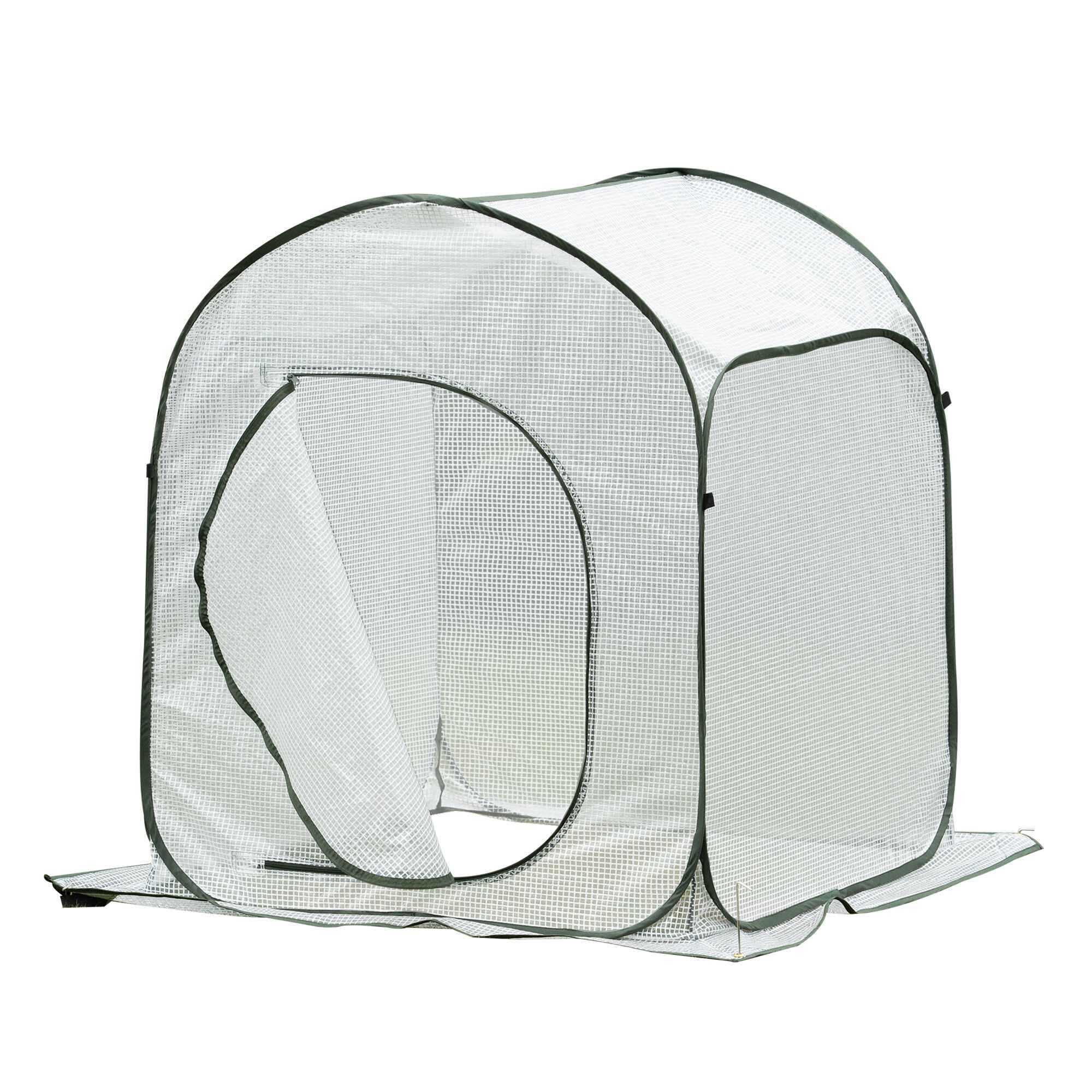 Mini Invernadero 90x90x110 cm Portátil Autoinstalable Pop-up Compacto para Cultivo Plantas Verduras con Puerta y Bolsa de Transporte Blanco