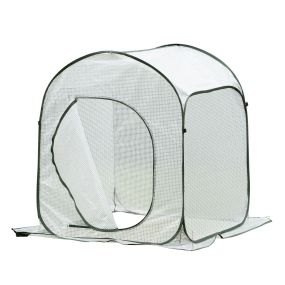Mini Invernadero 90x90x110 cm Portátil Autoinstalable Pop-up Compacto para Cultivo Plantas Verduras con Puerta y Bolsa de Transporte Blanco