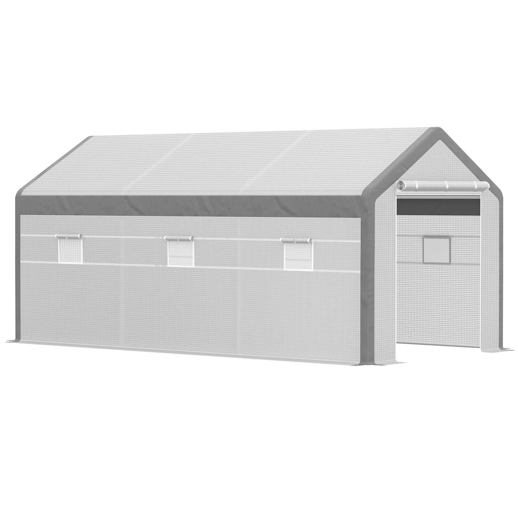 Invernadero de Jardín 600x300x280 cm Invernadero de Túnel para Cultivo de Plantas Verduras con 2 Puertas 6 Ventanas Enrollables y Cubierta de Polietileno PE 140g/m² Blanco