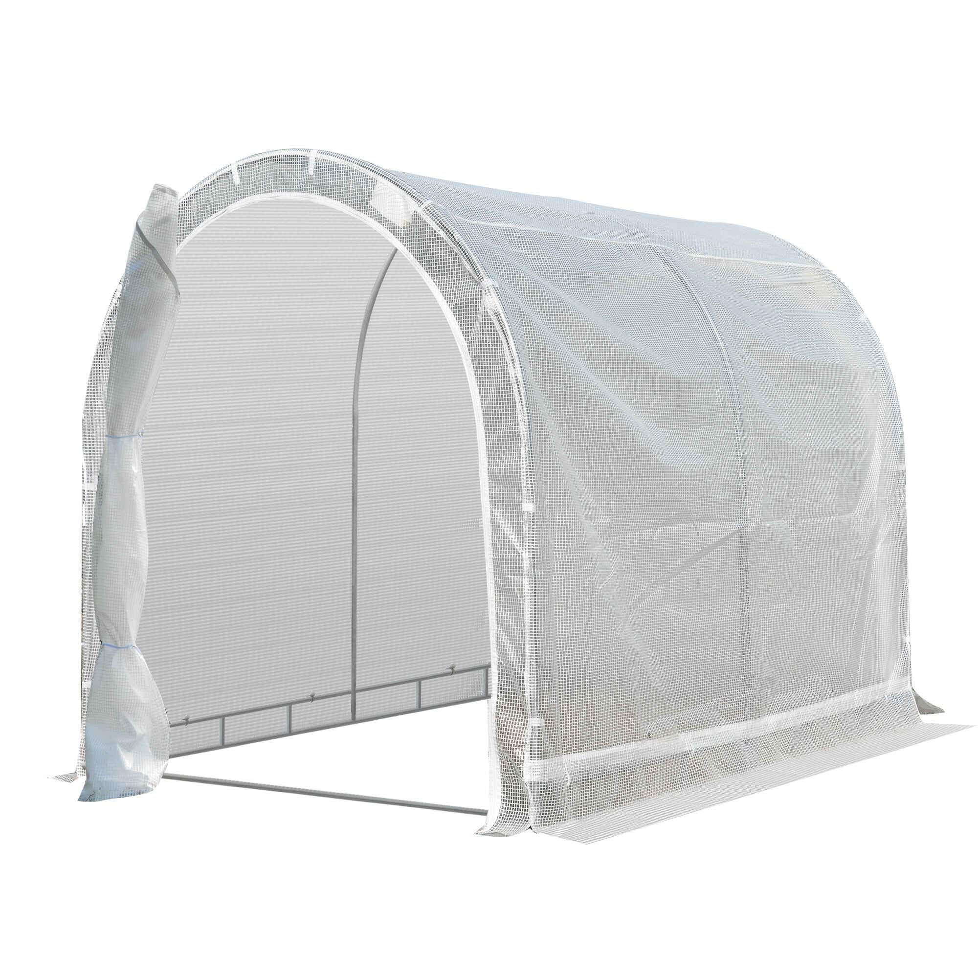 Invernadero de Jardín 240x180x195 cm Caseta Tipo Túnel para Cultivo de Plantas Verduras con 2 Puertas Enrollables Acero Verde
