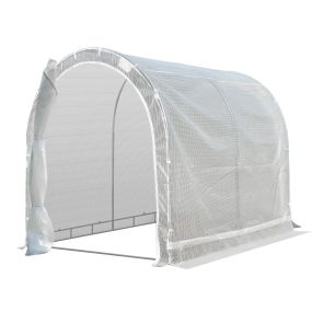 Invernadero de Jardín 240x180x195 cm Caseta Tipo Túnel para Cultivo de Plantas Verduras con 2 Puertas Enrollables Acero Verde
