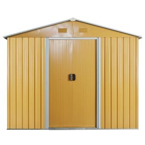 Caseta de Jardín de 3,6m² 236x174x190 cm Cobertizo Exterior para Almacenar Herramientas con Puertas Correderas y 4 Ventanas para Terraza Patio Amarillo Mostaza
