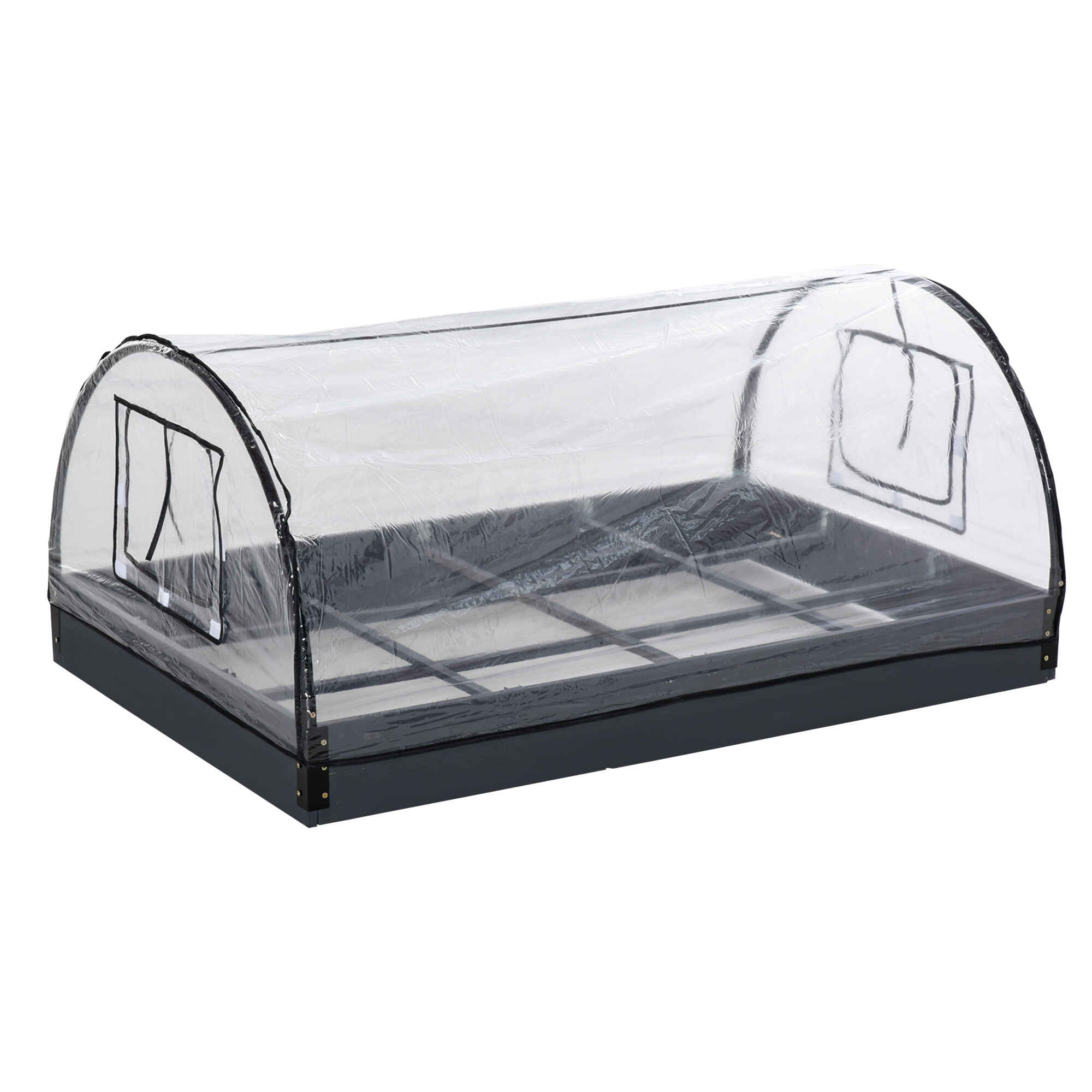 Mini Invernadero Túnel de Jardín 2 en 1 Huerto Urbano con Cubierta de PVC y Ventanas Enrollables para Cultivo Flores Plantas Verduras 120x79x53 cm Transparente