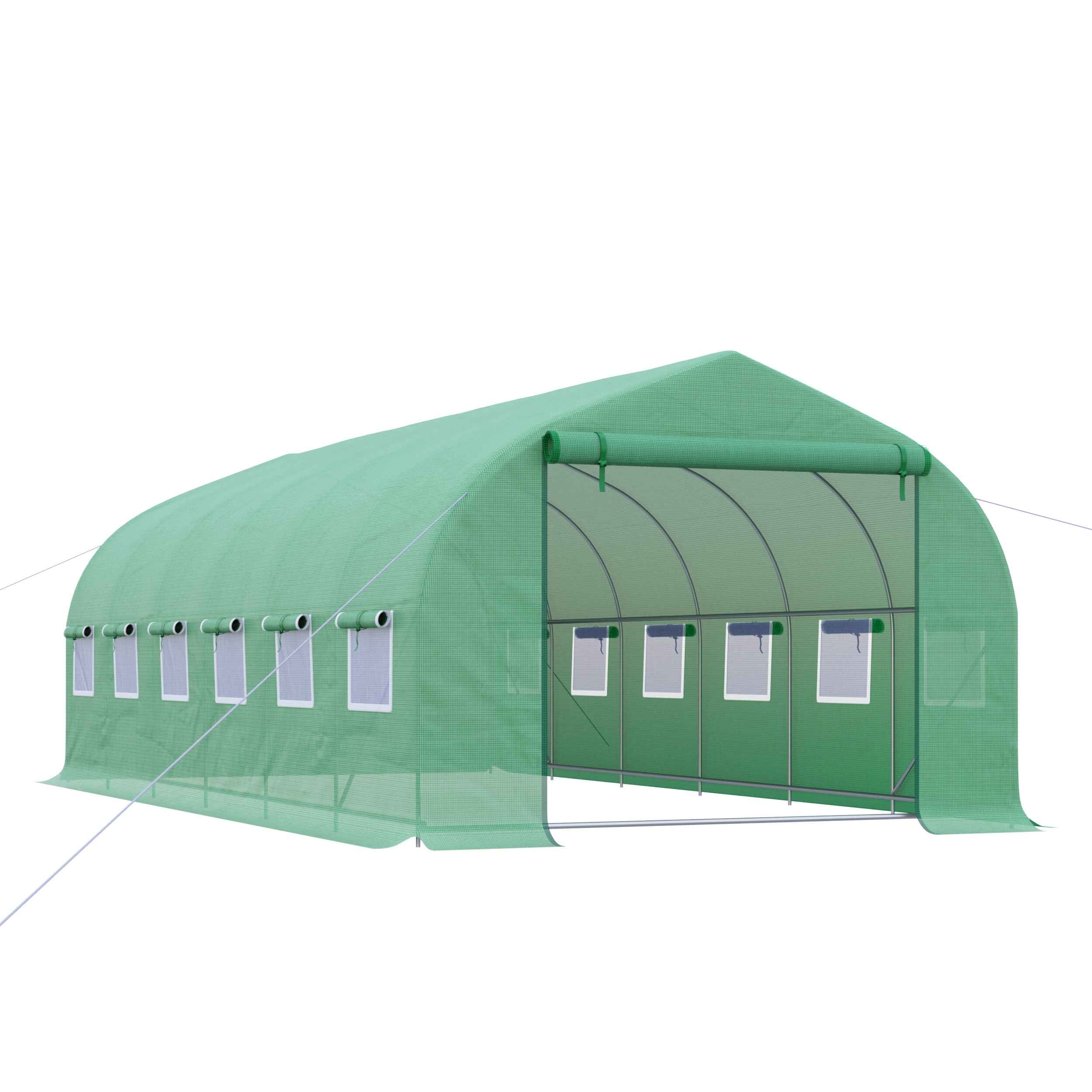 Invernadero de Exterior Invernadero de Túnel 6x3x2 m Invernadero de Jardín Grande con 12 Ventanas y Puerta Enrollable con Cremallera Macro de Metal para Cultivo Plantas Verde