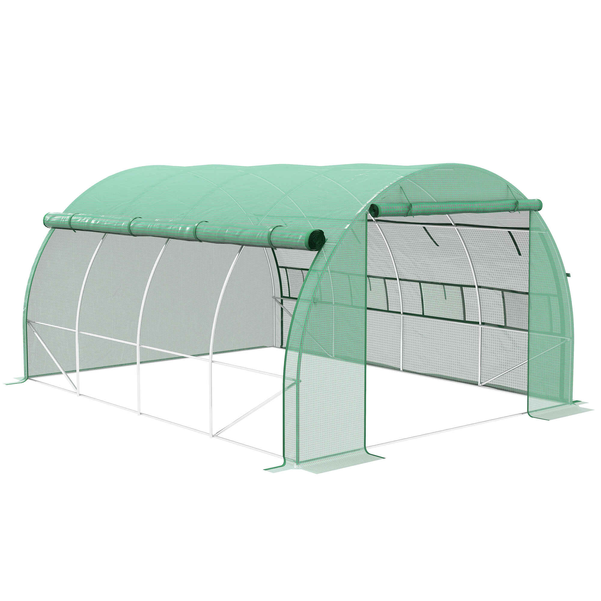 Invernadero de Exterior 4x3x2 m Invernadero de Túnel con Puerta y 8 Ventanas de Malla Enrollables Invernadero de Huerto para Patio Jardín Verde