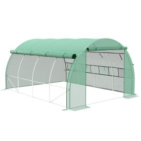 Invernadero de Exterior 4x3x2 m Invernadero de Túnel con Puerta y 8 Ventanas de Malla Enrollables Invernadero de Huerto para Patio Jardín Verde