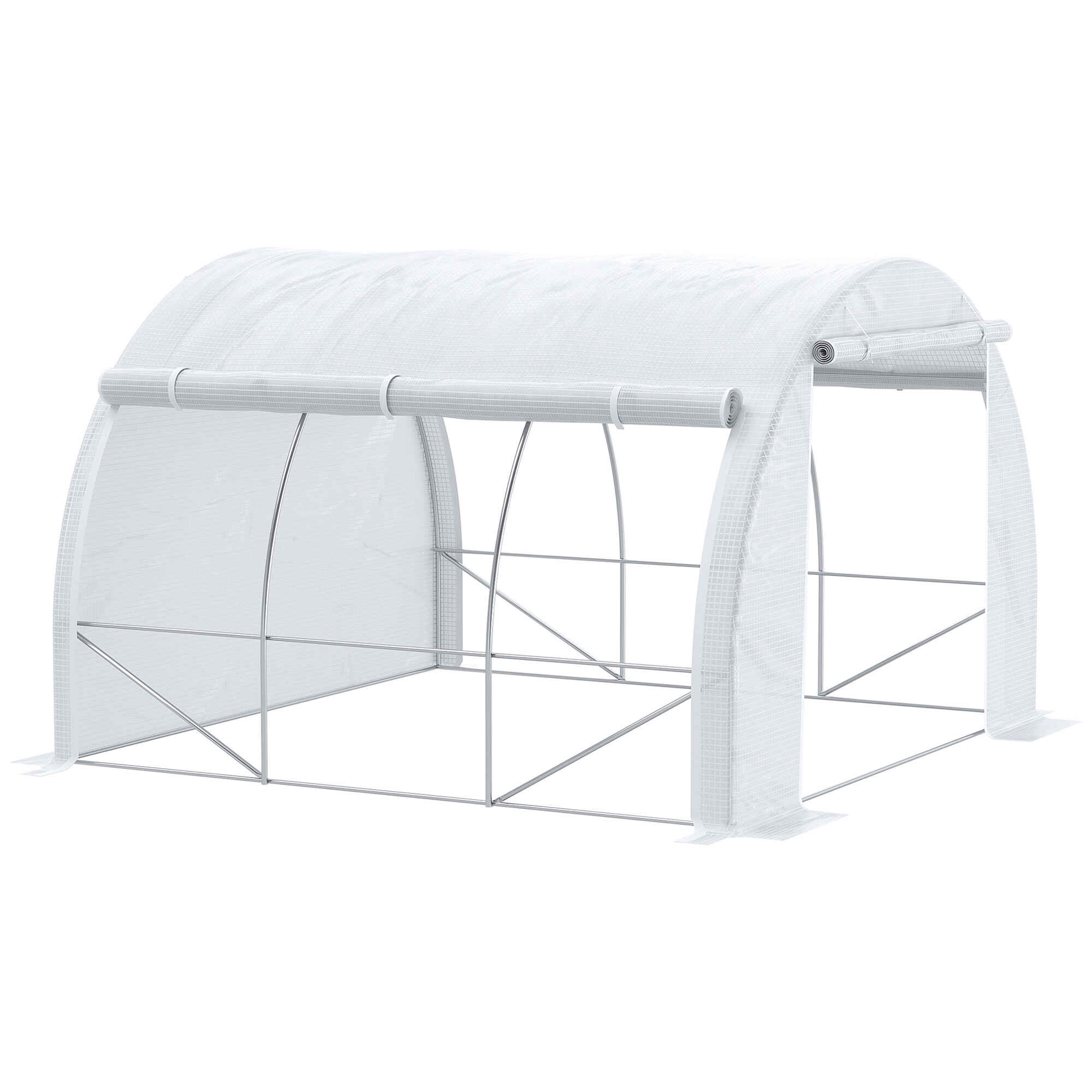 Invernadero de Exterior 3x3x2 m Invernadero de Túnel con Puerta y 6 Ventanas de Malla Enrollables Invernadero de Huerto para Patio Jardín Blanco