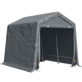 Carpa de Jardín Exterior para Herramientas Bicicletas 2,8x2,4x2,4 m Cobertizo Exterior con 2 Puertas con Cremallera Impermeable Anti-UV Carpa para Jardín Gris