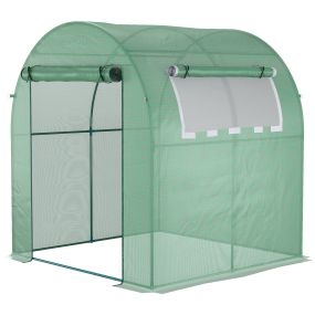 Invernadero de Jardín 180x180x200 cm Invernadero de Túnel Pequeño con Puerta Enrollable y Ventana de Malla para Cultivar Plantas Flores Verde