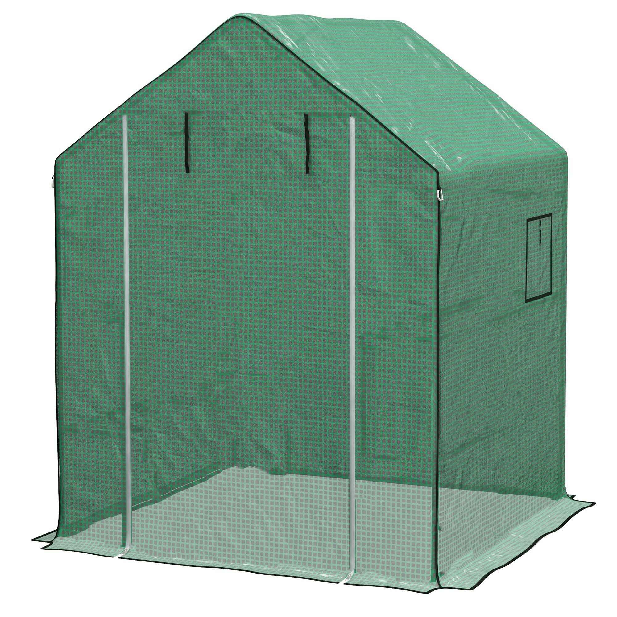 Cubierta de Invernadero 140x143x190 cm Cubierta de Repuesto de Invernadero con Ventana Puerta con Cremallera Anti-UV Protección de Plantas para Jardín Verde