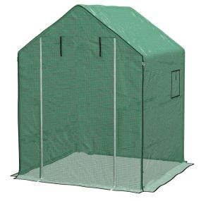 Cubierta de Invernadero 140x143x190 cm Cubierta de Repuesto de Invernadero con Ventana Puerta con Cremallera Anti-UV Protección de Plantas para Jardín Verde