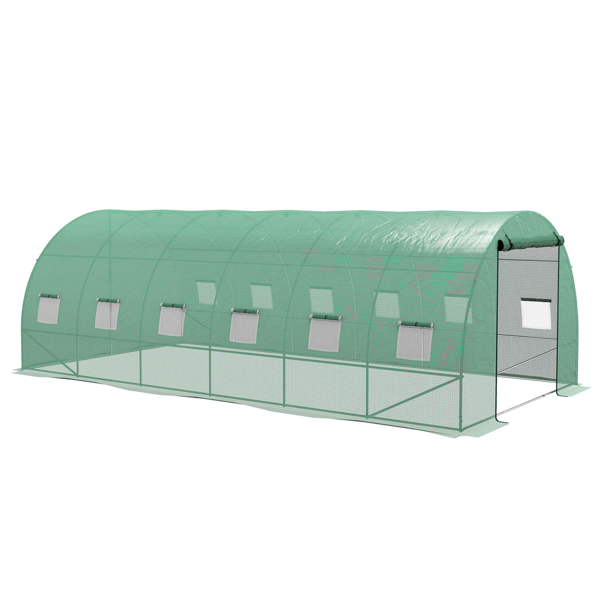 Invernadero de Exterior 6x3x2 m Invernadero de Túnel con Sistema de Riego Integrado 12 Ventanas con Malla y 1 Puerta Enrollable Invernadero para Jardín Patio Verde