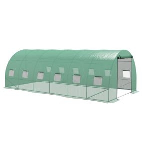 Invernadero de Exterior 6x3x2 m Invernadero de Túnel con Sistema de Riego Integrado 12 Ventanas con Malla y 1 Puerta Enrollable Invernadero para Jardín Patio Verde
