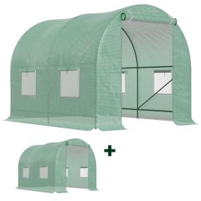 Conjunto de Invernadero de Túnel y Cubierta de Repuesto con 4 Ventanas y Puerta Anti-UV para Cultivos Plantas Flores en Jardín Terraza 2,5x2x2 m Verde