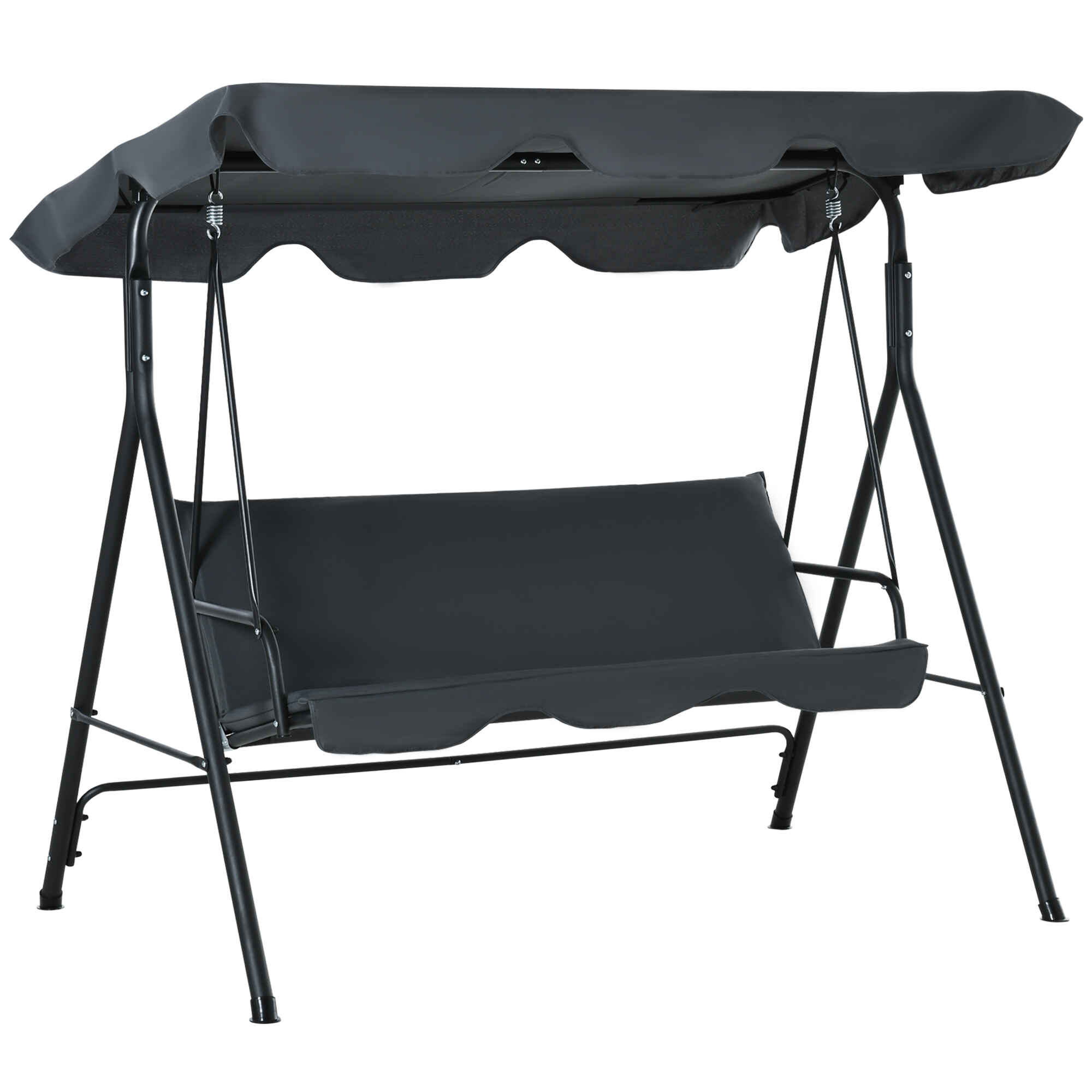 Columpio de Jardín de 3 Plazas Silla Balancín con Parasol Techo Ajustable en Ángulo Impermeable para Exterior Terraza Balcón Carga Máx. 200 kg Acero 172x110x153 cm Gris
